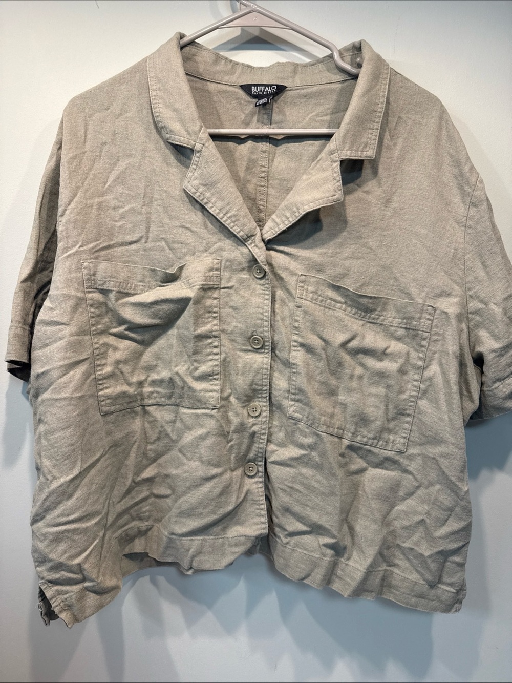 Buffallo David Botton Womens Short Sleeve Pocket Button Up XXL